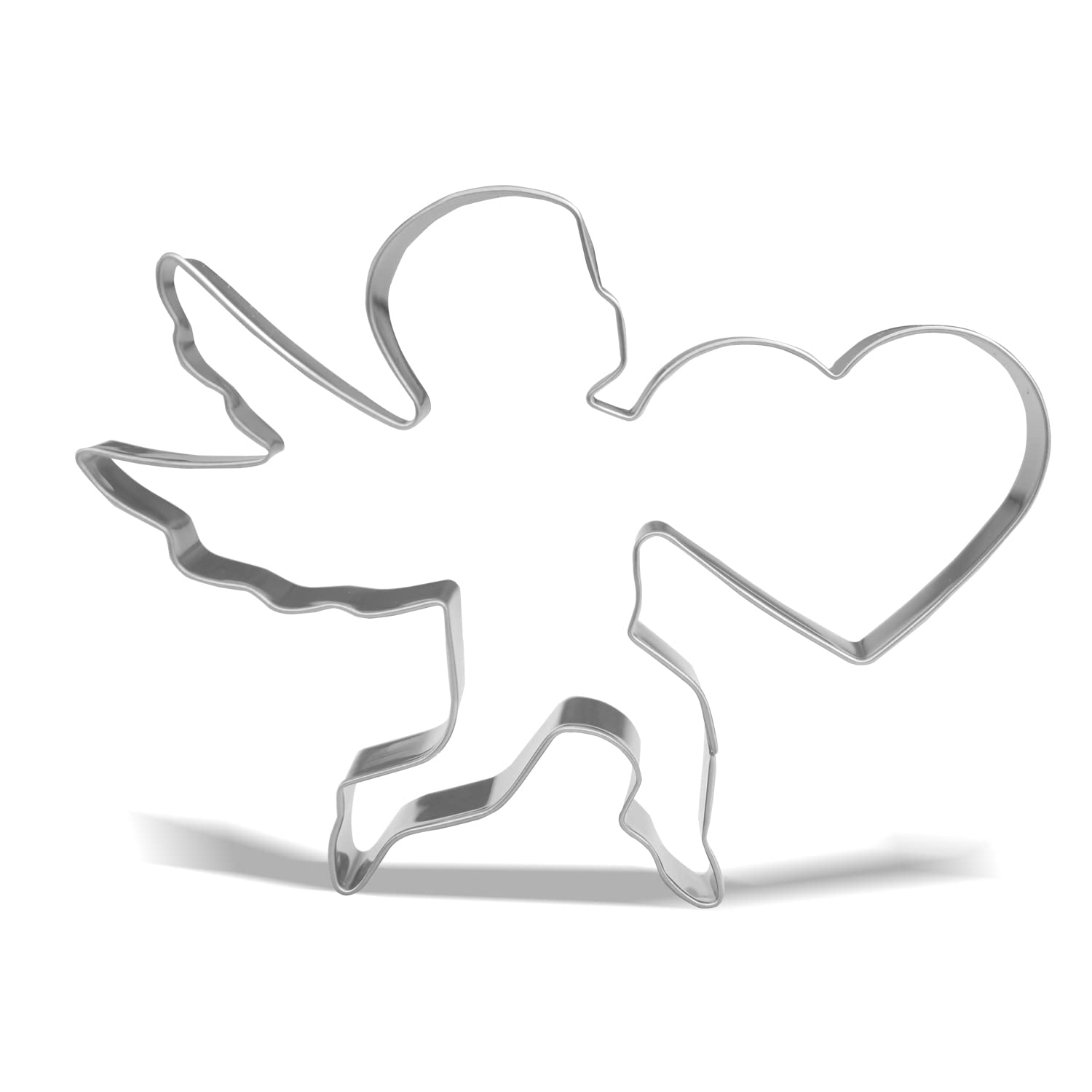 Keewah Valentine Cupid With Heart Cookie Cutter - 4.9 X 3.7 Inch - Stainless Steel