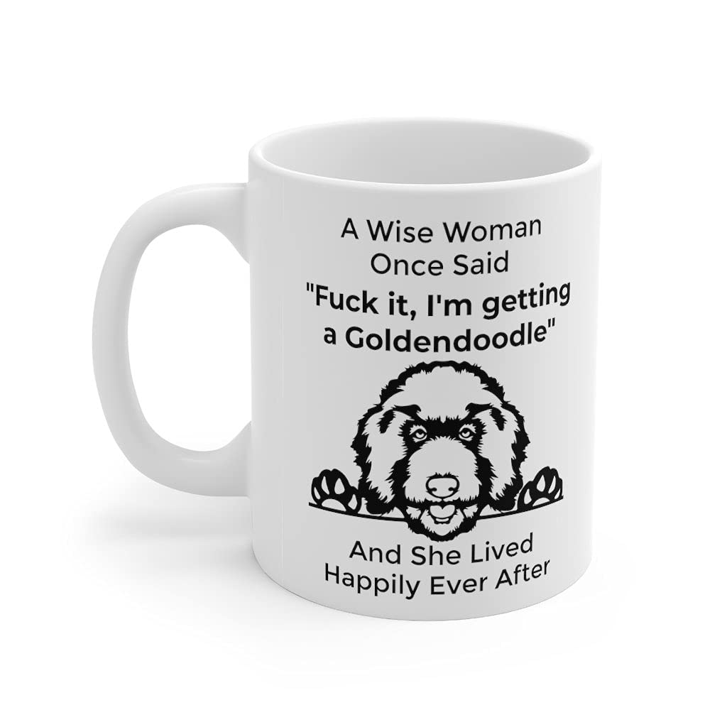Funny Line Art Goldendoodle Dog Mom Gifts For Women Puppy Lovers Mother 'S Day 2024 A Wise Woman Once Said Coffee Mug With Fun Q