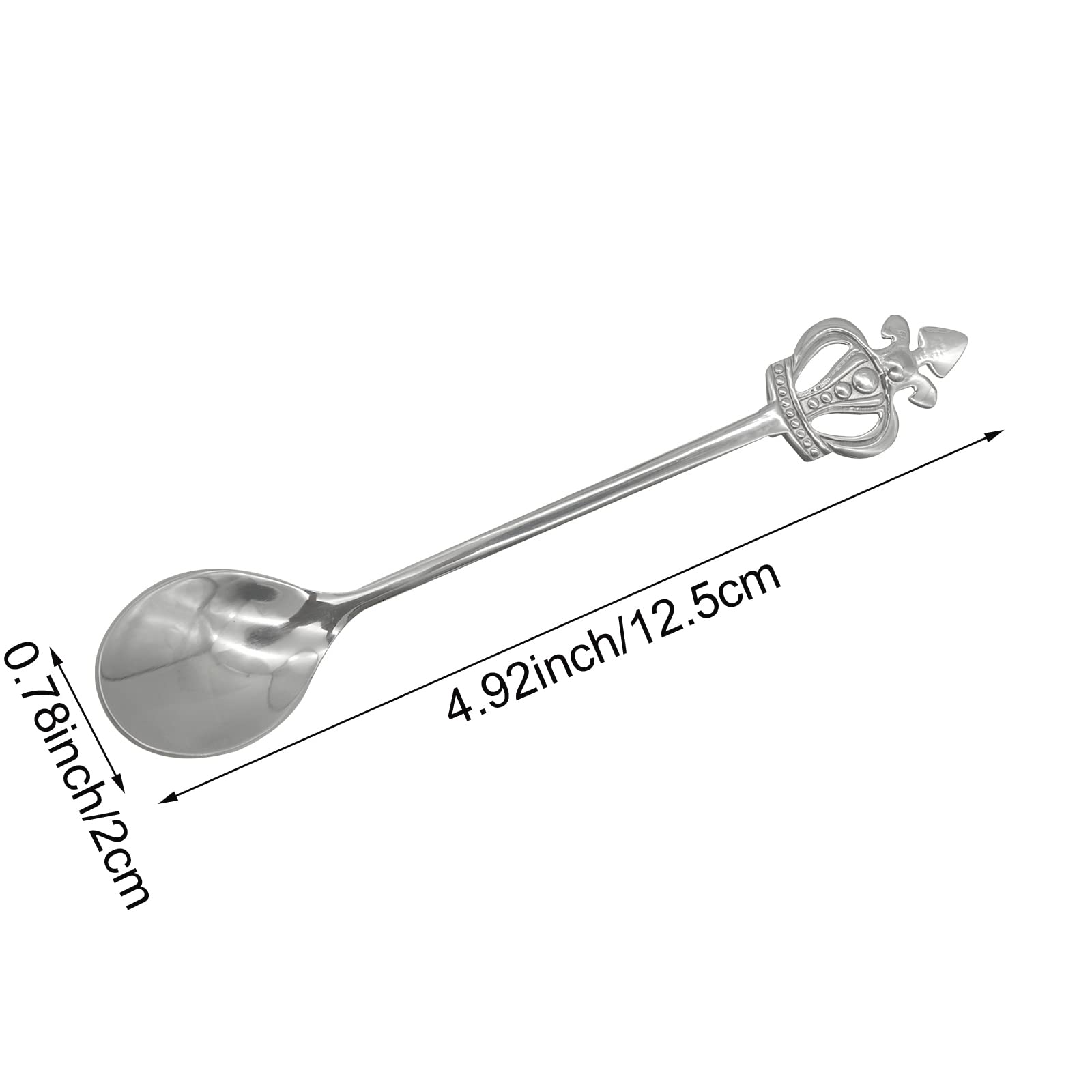 Pinenjoy 2Pcs Mini Crown Spoon 18/10(304) Stainless Steel Teaspoon 4.92Inch Sugar Stirring Spoon For Coffee Dessert Ice Cream Ap