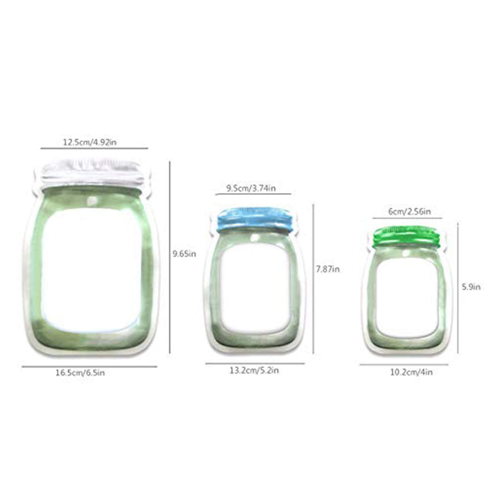 Enkrio 45 Pack Mason Bottle Shape Reusable Storage Bags Airtight Freezer Bags Seal Snack Bag For Food Travel Home Organization (