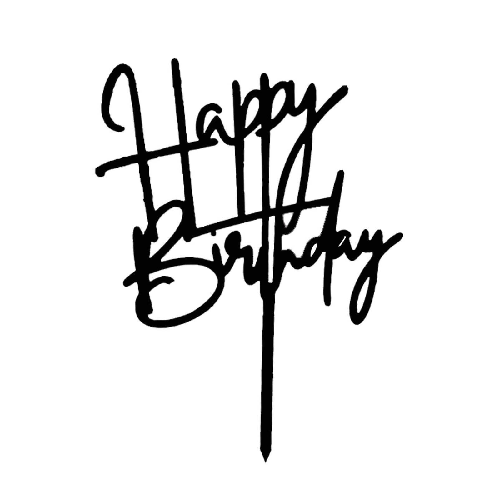Black Acrylic Happy Birthday Cake Topper Decoration Cupcake Topper For Birthday Party Decorations Supplies(Black 7)