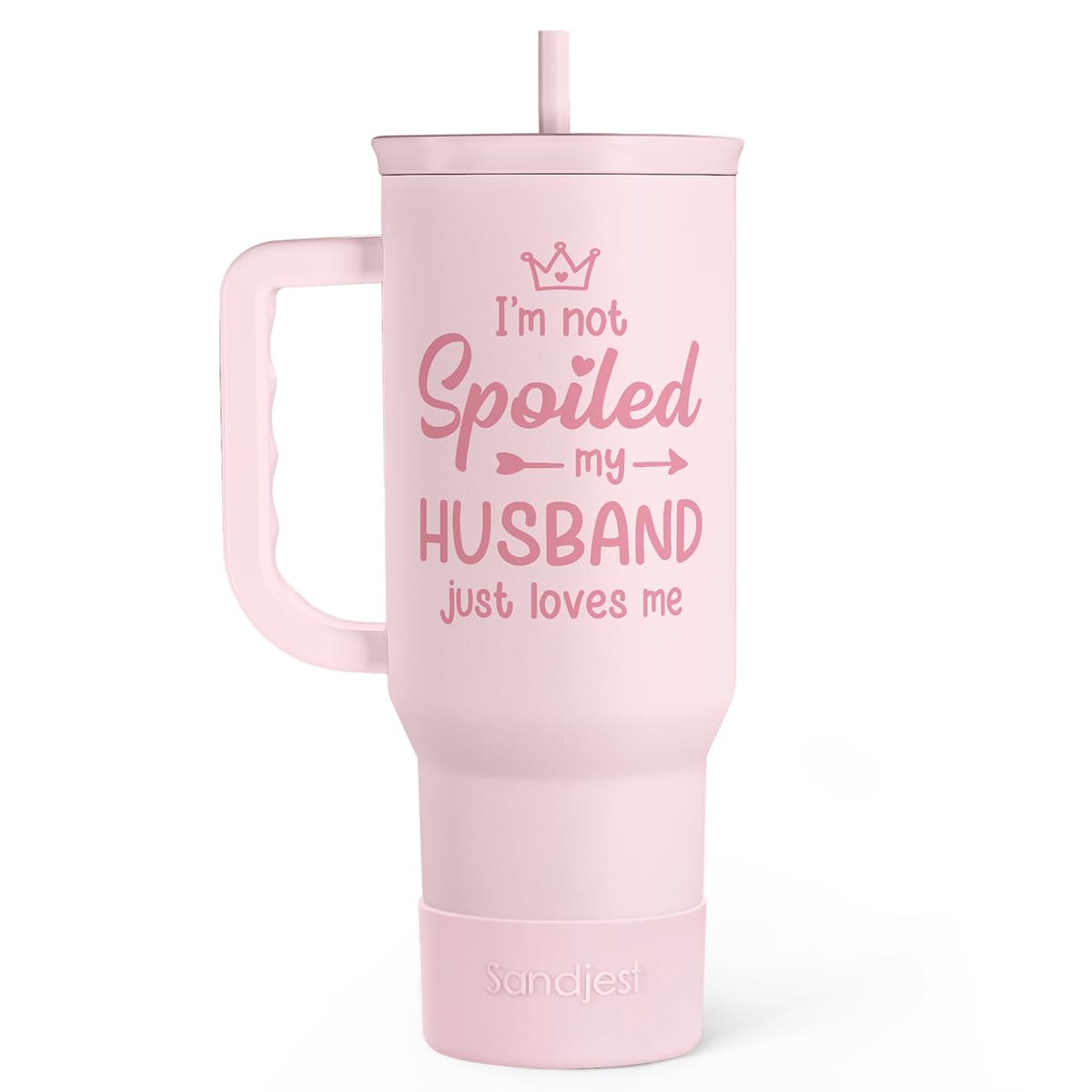 Gift for Wife from Husband, Funny Insulated Stainless Steel Tumbler 40oz with Handle and Straw - Travel Coffee Mug Gift for Wife