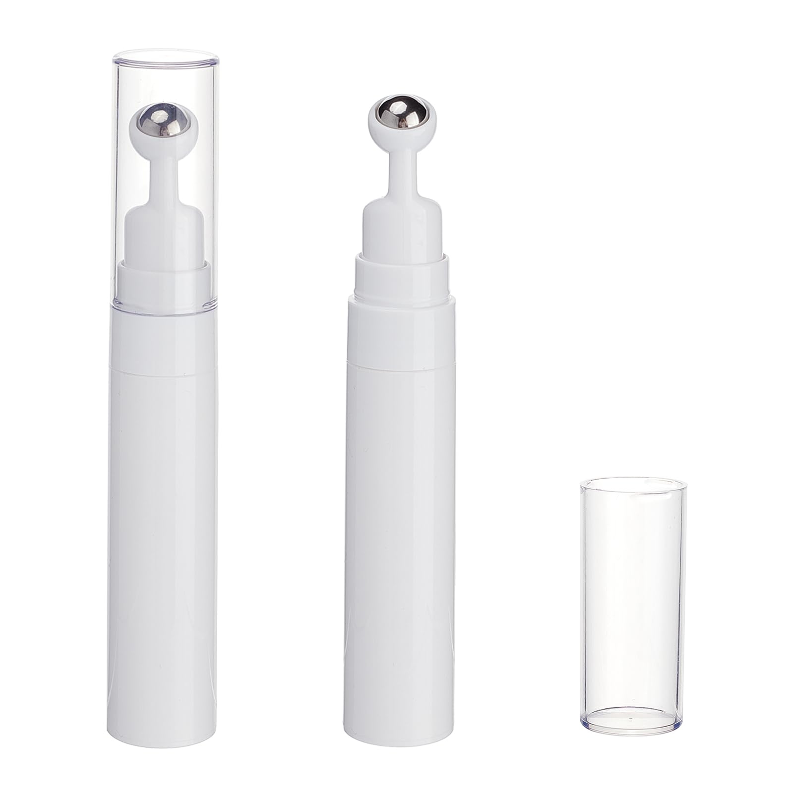 NICENEEDED 2Pcs 15ml Eye Creams Roller Bottle, Refillable Eye Cream Applicator, White Portable Dispensing Bottle