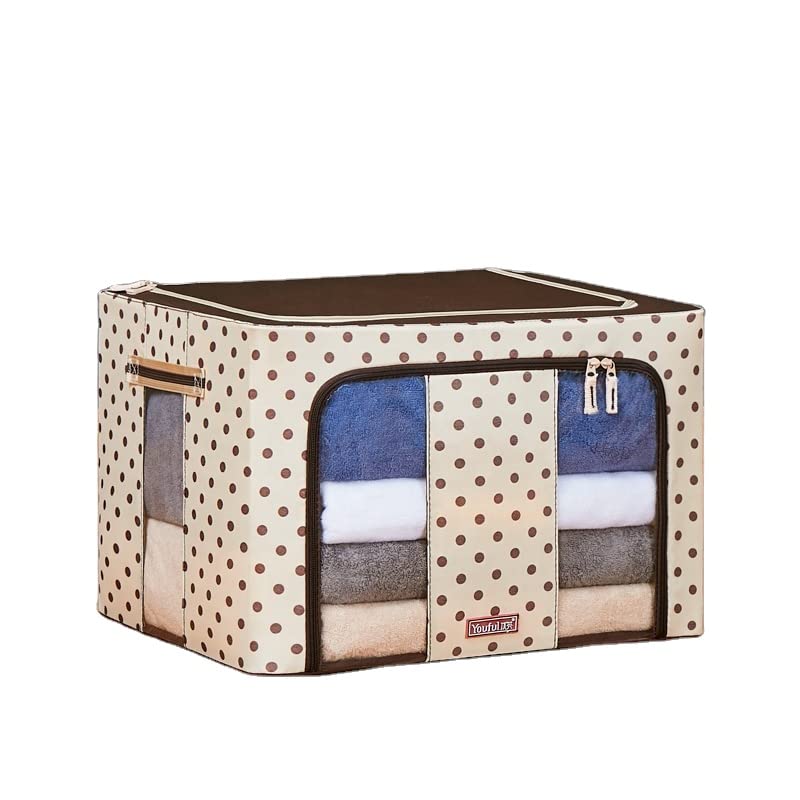 Wosta 24L Polka Dots Design Clothes Storage Bag Organizer With Reinforced Handle Thick Fabric For Comforters, Blankets, Bedding,