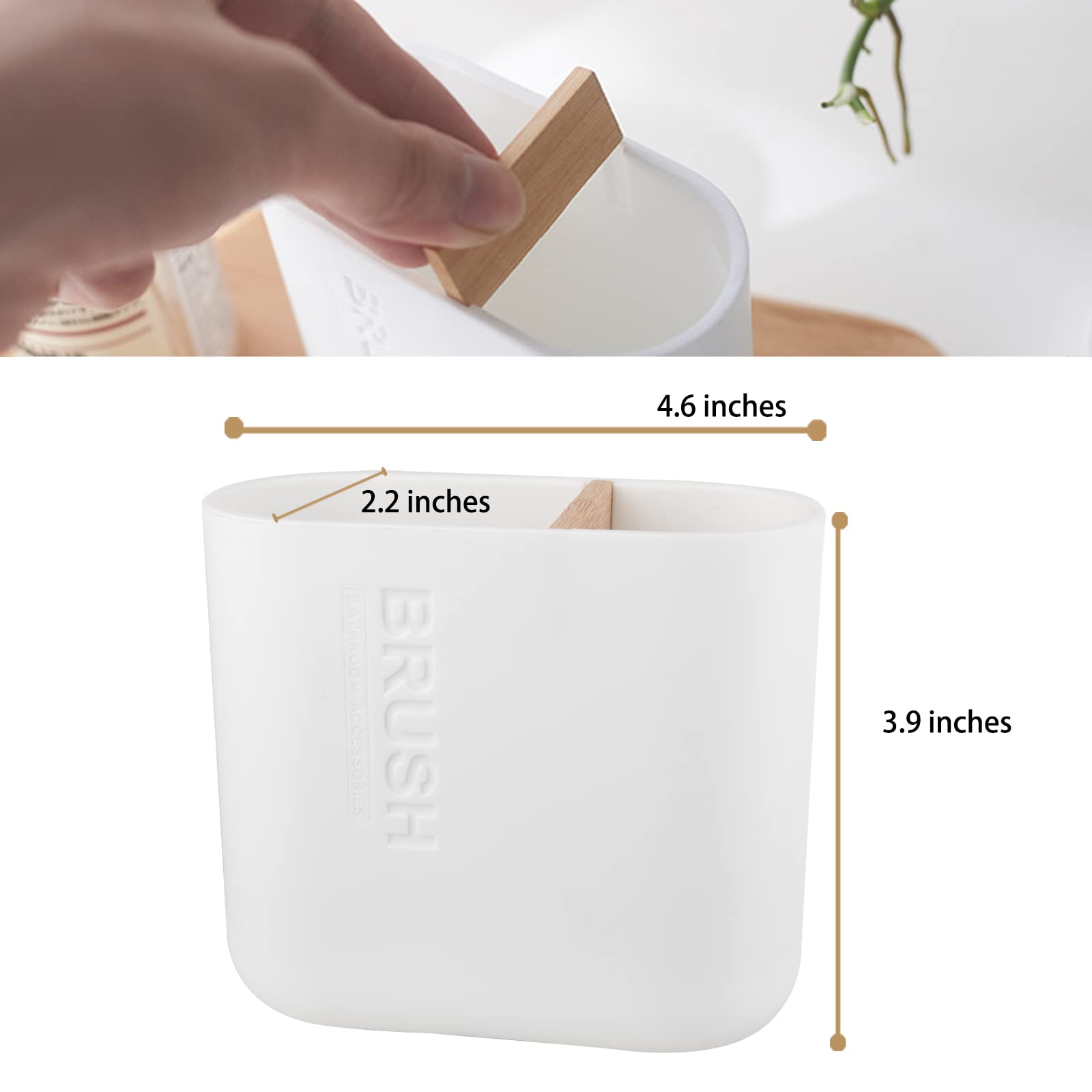 Toothbrush Holders Bamboo Electric Toothbrush Holder Bathroom Storage Organizer Countertop For Toothpaste, Floss, Razor, 2 Pack