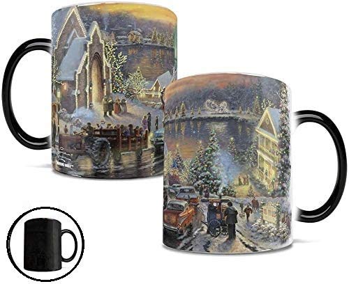 Morphing Mugs Thomas Kinkade - The Lights of Christmas - One 11 oz Color Changing Heat Sensitive Ceramic Mug - Image Revealed Wh