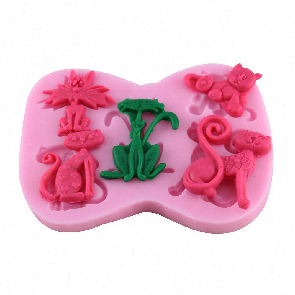 2Pcs/Set Little Cat Shape Silicone Fondant Mold Kitty Kitten Chocolate Candy Gumpaste Mould Cupcake Cake Decorating Tools Polyme