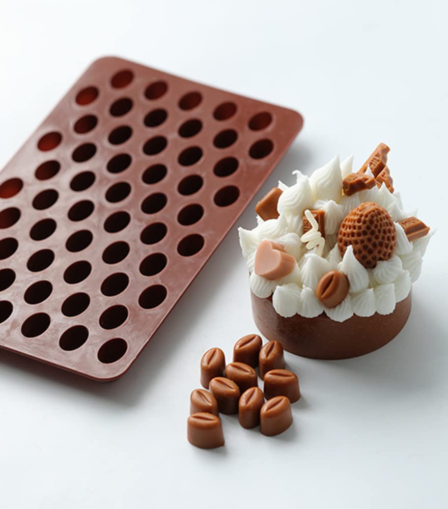 Qtmy 4 Pack 55 Mini Coffee Beans Mold Silicone For Chocolate Candy Ice Cube Jelly Pill Making Dog Treat Bakeware Baking Cake Dec