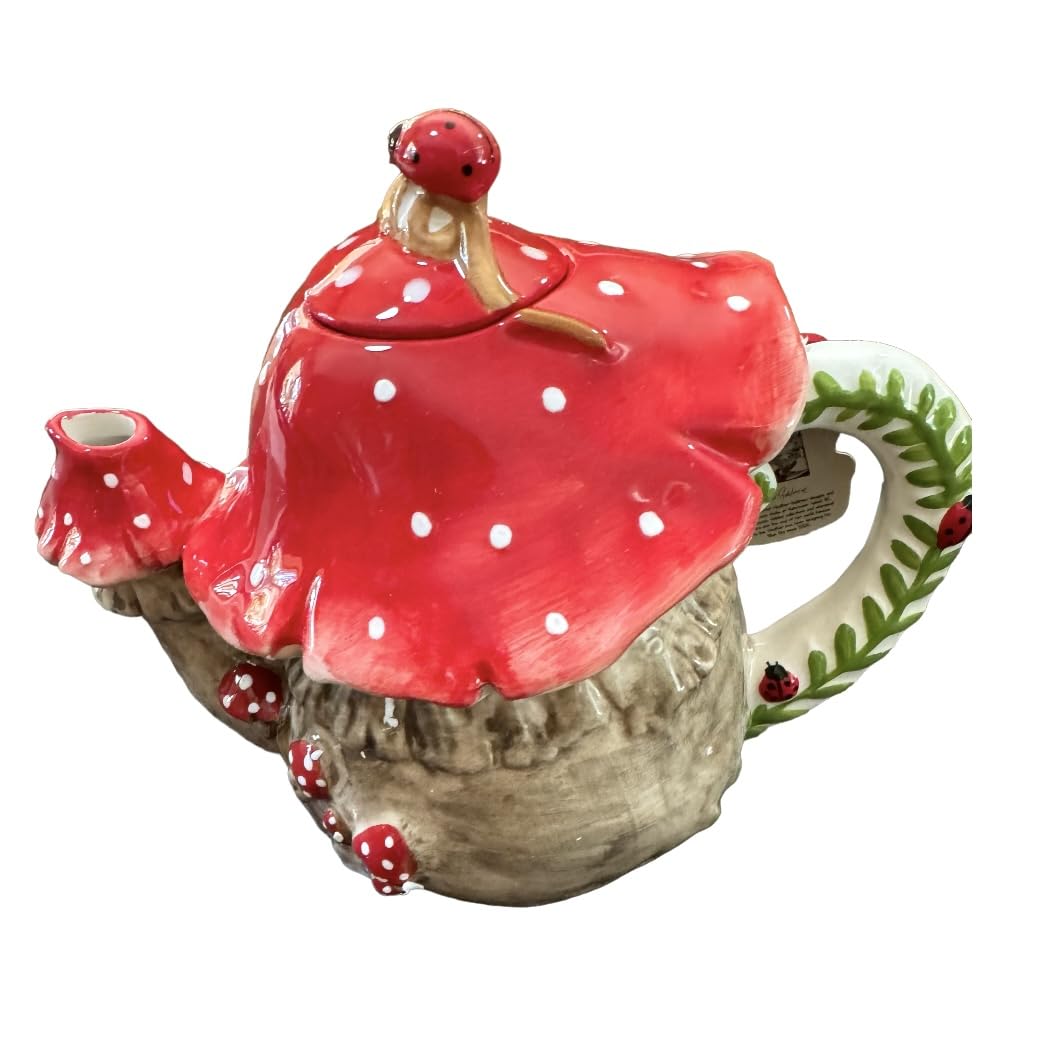 Ceramic Garden Magical Mushroom Ladybug Teapot 22547