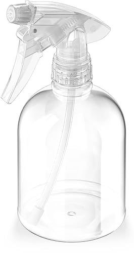 Bar5F Plastic Spray Bottle  16 oz  Leak Proof  Empty  Clear  Trigger Handle  Adjustable Fine to Stream Output  Refillable  Heavy Duty Sprayer for Hair Salons & Spas  Household Cleaners  Cooking