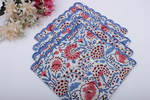 Ridhi Pigeon Blue 100% Pure Cotton Farmhouse Wedding Cloth Dinner Napkins For Easter, Thanksgiving, Holiday Daily Wedding Uses N