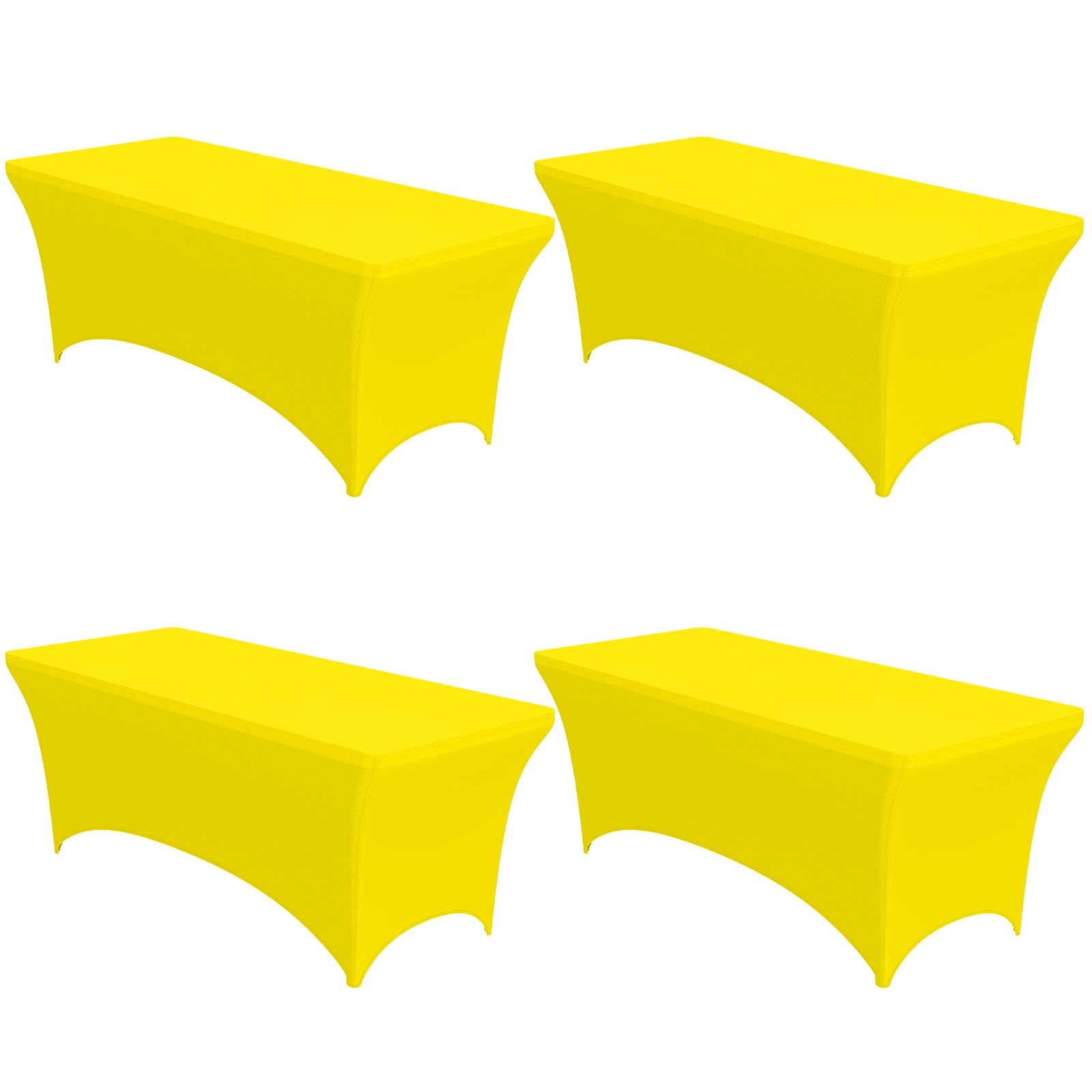 Niuara 4-Pack Yellow Spandex Tablecloths - 72x30x30 Stretch Fitted Table Covers for 6ft Rectangle Folding Tables, Wrinkle-Resist
