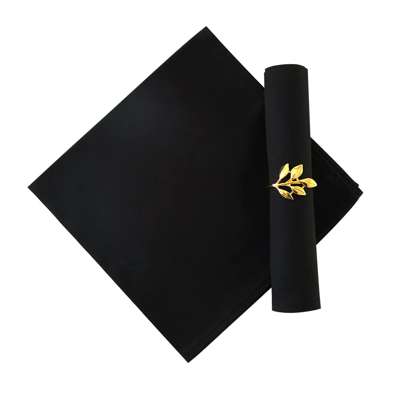 Jet Black Cloth Napkins 100% Cotton Set Of 12, Black Kitchen Napkins For Dinner, Soft Comfortable And Reusable 18''X18'' Koffota