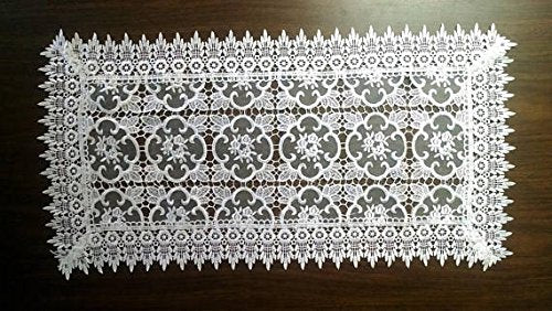 Doily Boutique Square Doily With Flowers On Sheer Material And Lace, Size 13 X 13 Inches