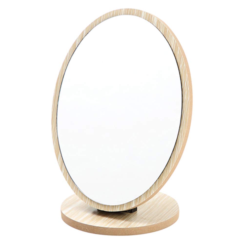 Aestivate Oval Compact Table Mirror - Wood Framed Desktop Mirror With 90 Degree Rotation For Makeup & Cosmetic
