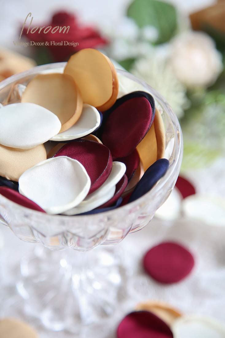Floroom 300Pcs Rose Petals Burgundy Navy Faux Silk Flower Petals For Wedding Flower Girl Basket Aisle Runner Scatter Dinner Tabl