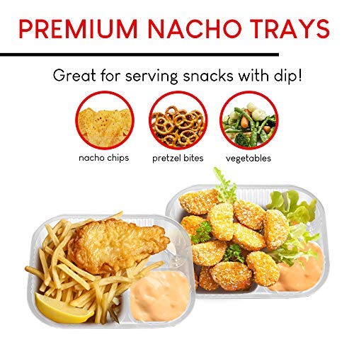 22Oz Plastic Nacho Trays (100 Pack) Large Disposable Tray For Nachos & Cheese Dip, Concession Stand Supplies, Movie Night Snacks
