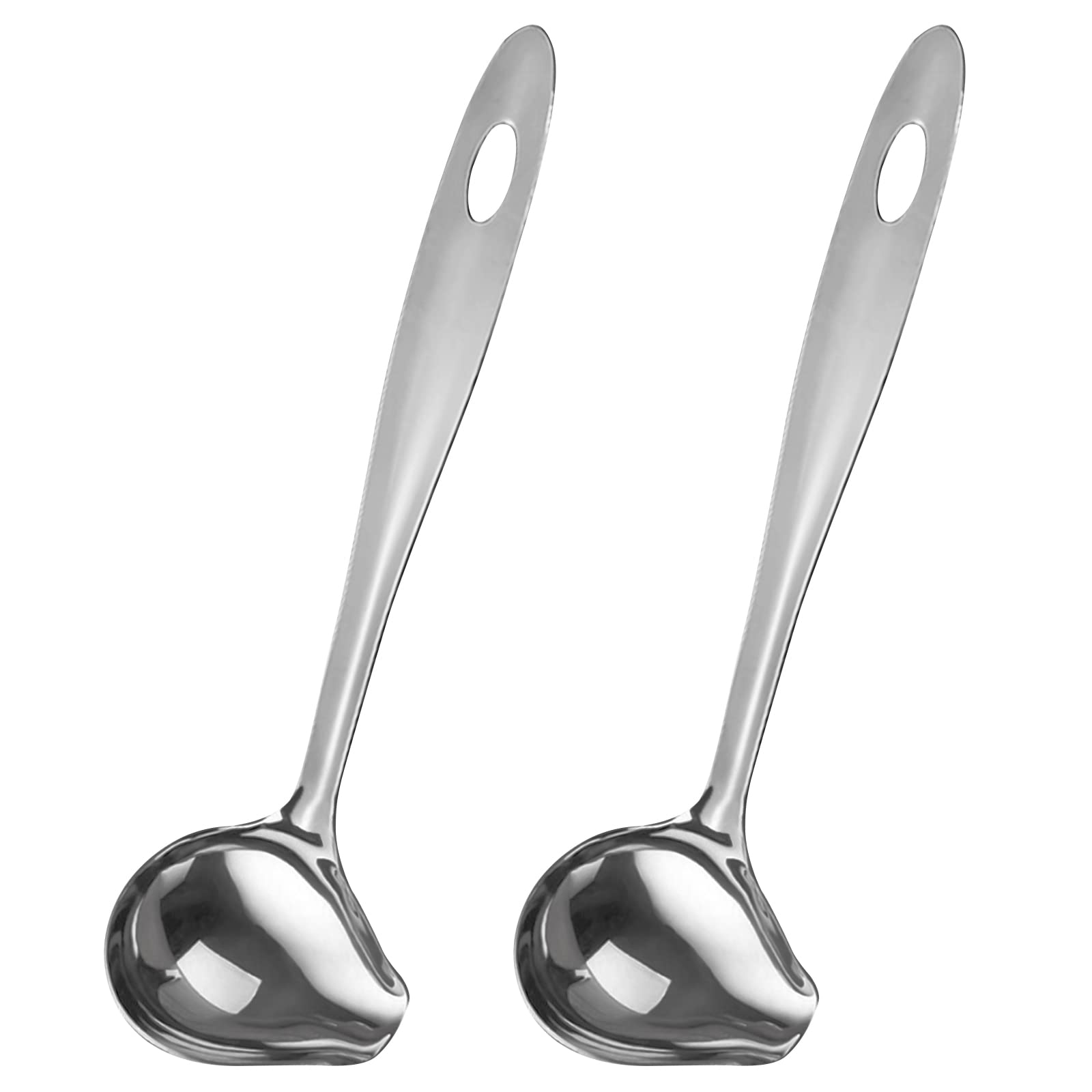 2 Pcs Gravy Ladle With Pour Spout, 10.6 Inch Long Handle Sauce Ladle, Stainless Steel Saucier Drizzle Spoon For Spooning Gravies