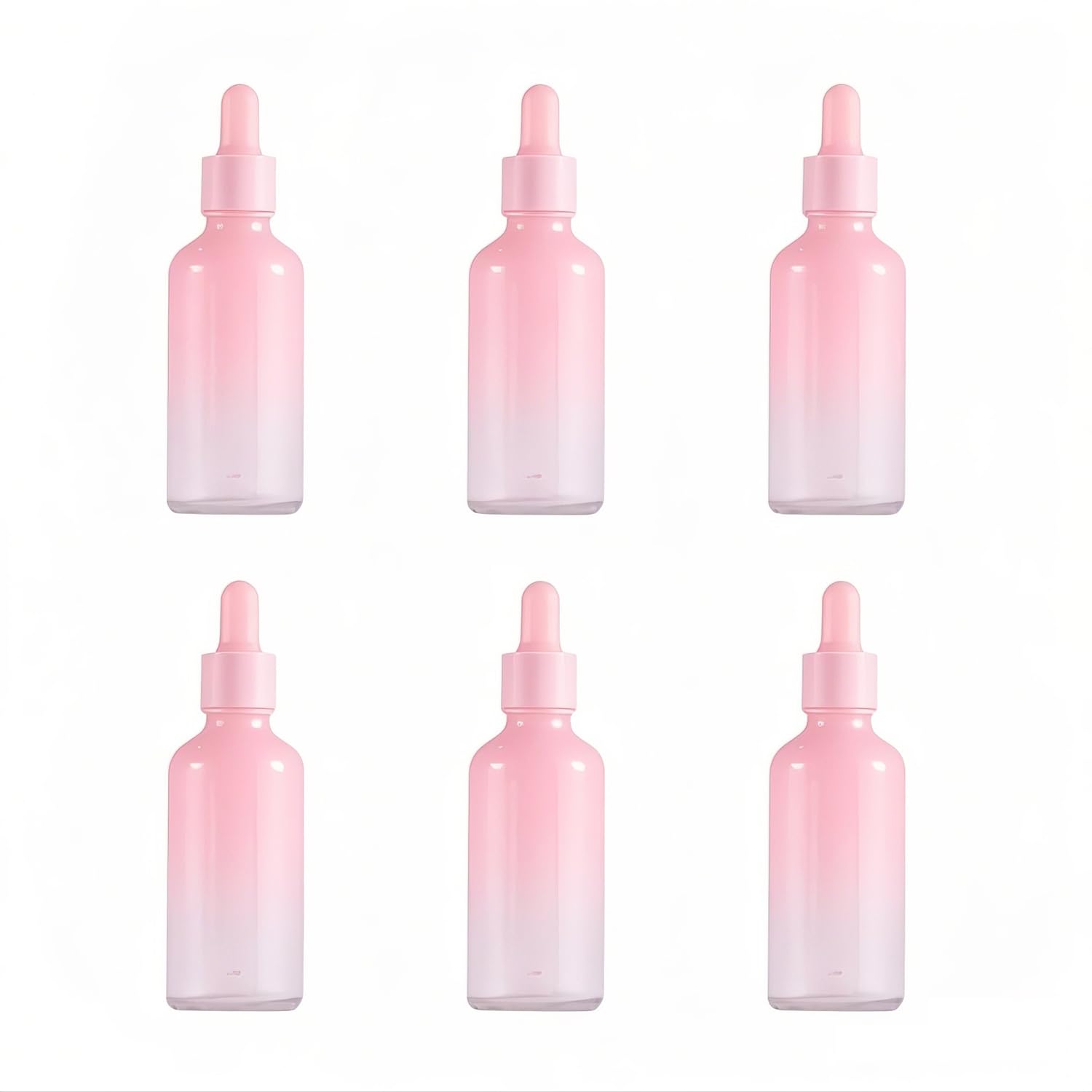 6Packs 1 OZ Small Glass Thick Dropper Bottles Empty Pink Glass Pipette Bottles Essential Oil Eye Dropper Bottle with Golden Caps