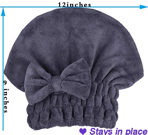 MAYOUTH Microfiber Hair Drying Towels Head wrap with Bow-knot Shower Cap Hair Turban hairWrap Bath Cap for Curly Long & Wet Hair