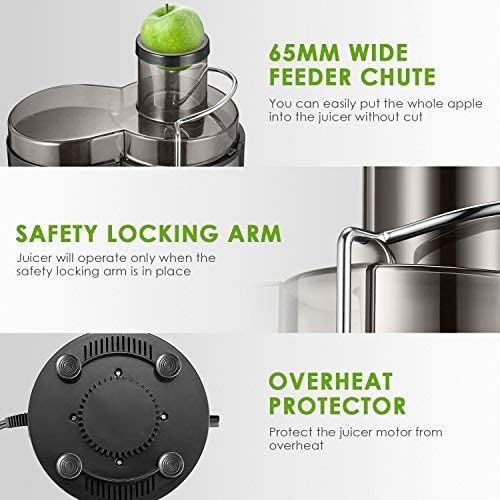 Juicer Upgraded 400W Juicer Machines, 3 Speed Gear Centrifugal Juicer Whole Fruits And Vegetable With Anti-Drip Function, Stainl