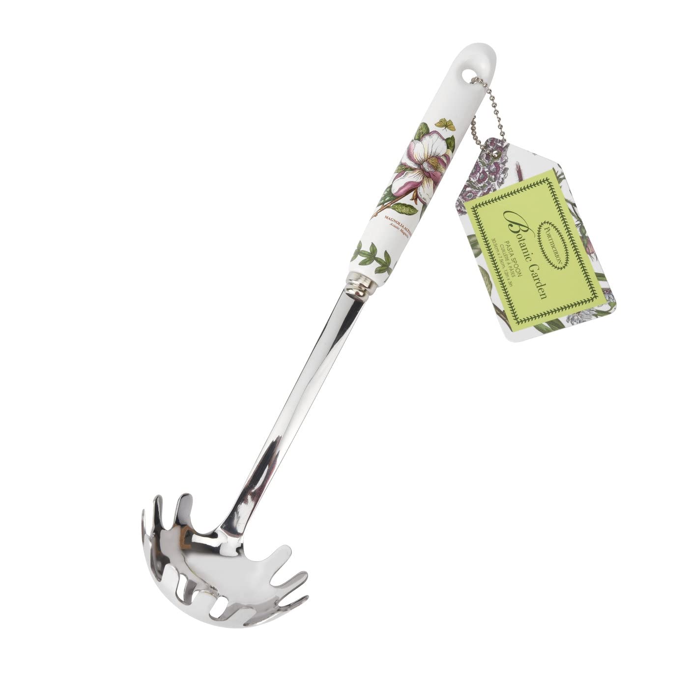 Portmeirion Botanic Garden Pasta Server  Spaghetti Fork for Cooking and Serving Pasta  Magnolia Floral Design  Made from Stainle
