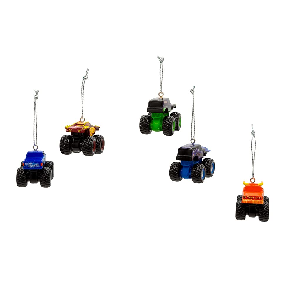 Kurt Adler Monster Jam Miniature Ornament Set, 5-Piece Set
