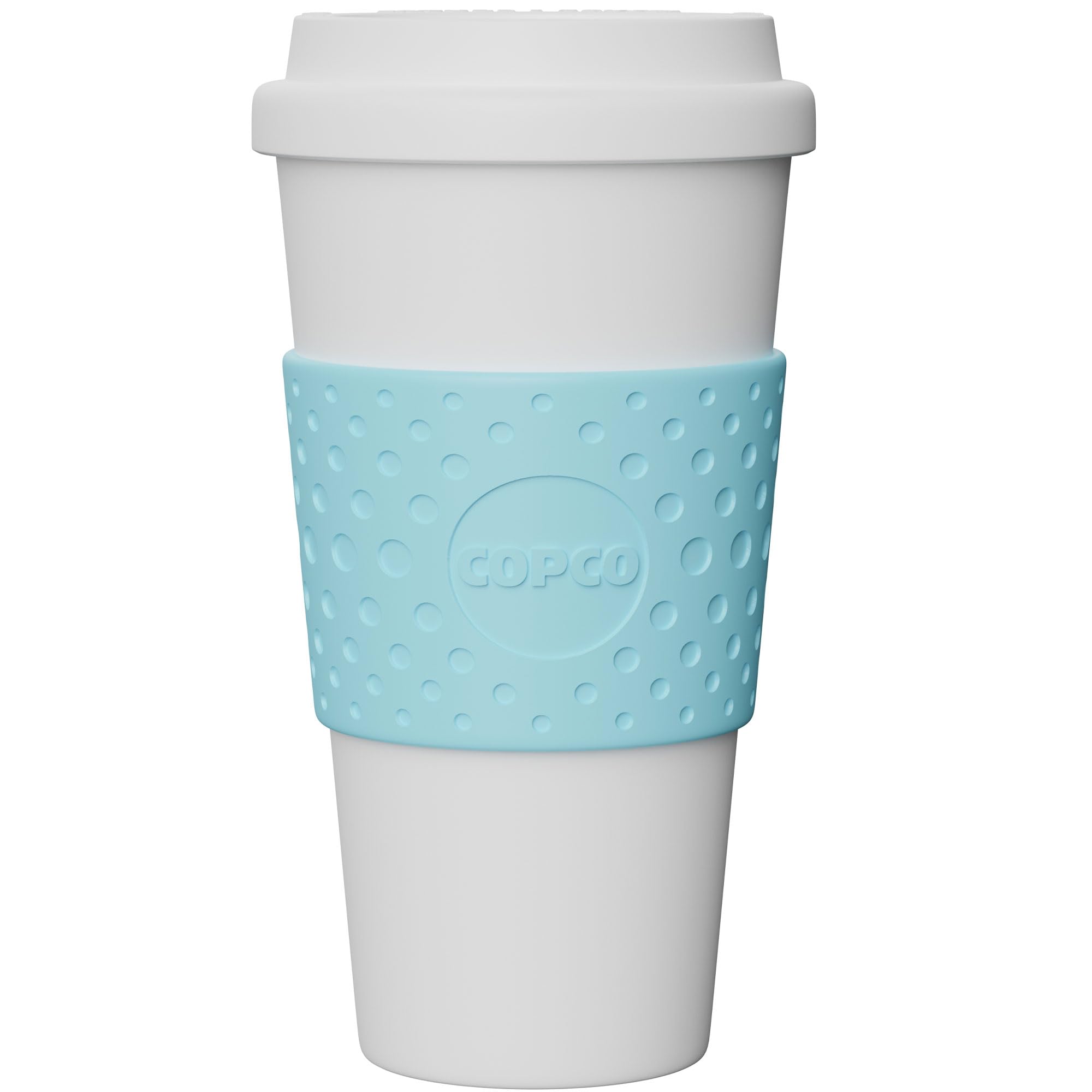 Copco Plastic Acadia Double Wall Insulated Travel Mug With Non-Slip Sleeve, 16 Ounce, Azure Blue
