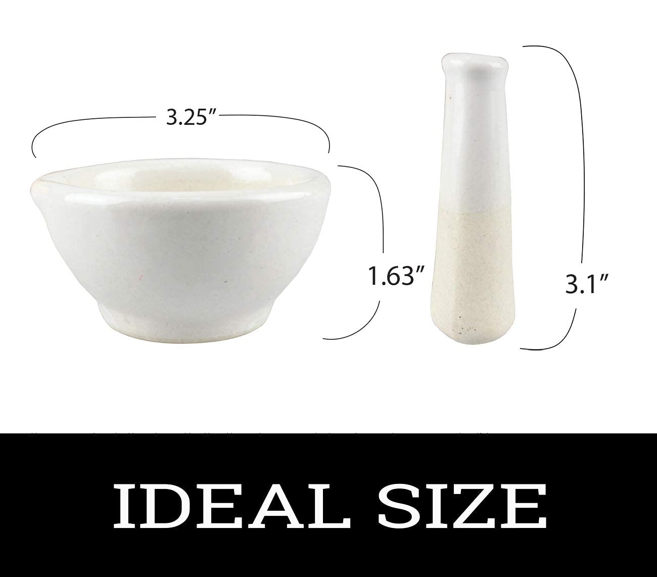 Jewel Tool 3'' Ceramic Bowl And Pestle | 150Ml Capacity | Great For Crushing & Grinding In Kitchen Or Laboratory | Grinds Powder