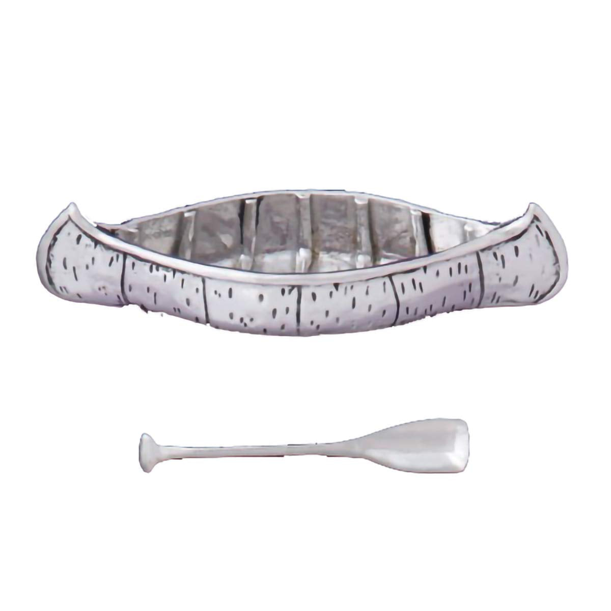 Basic Spirit Salt Bowl With Spoon - Canoe - Pewter Cellar Container Box For Salt, Spices, Snacks, Rice, Side Dishes, Or Ice Crea