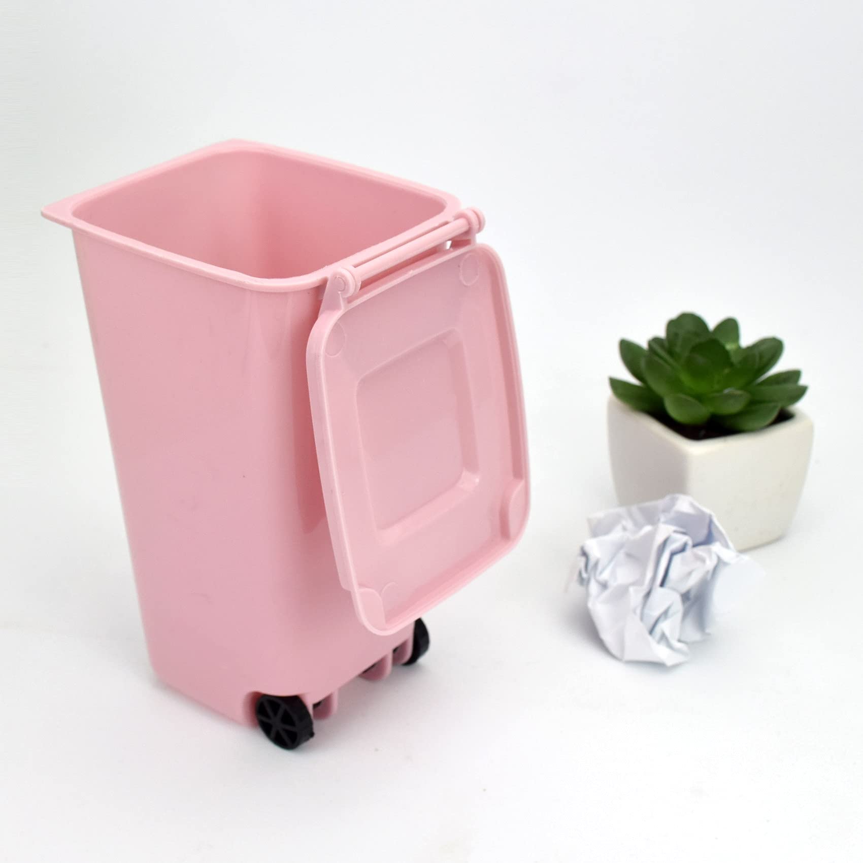 Mini Trash Can With Lid Swing Top Small Trash Can Pen Holder For Car Bedroom Office Desktop 22 Fl Oz (4 Pcs Multi-Color)