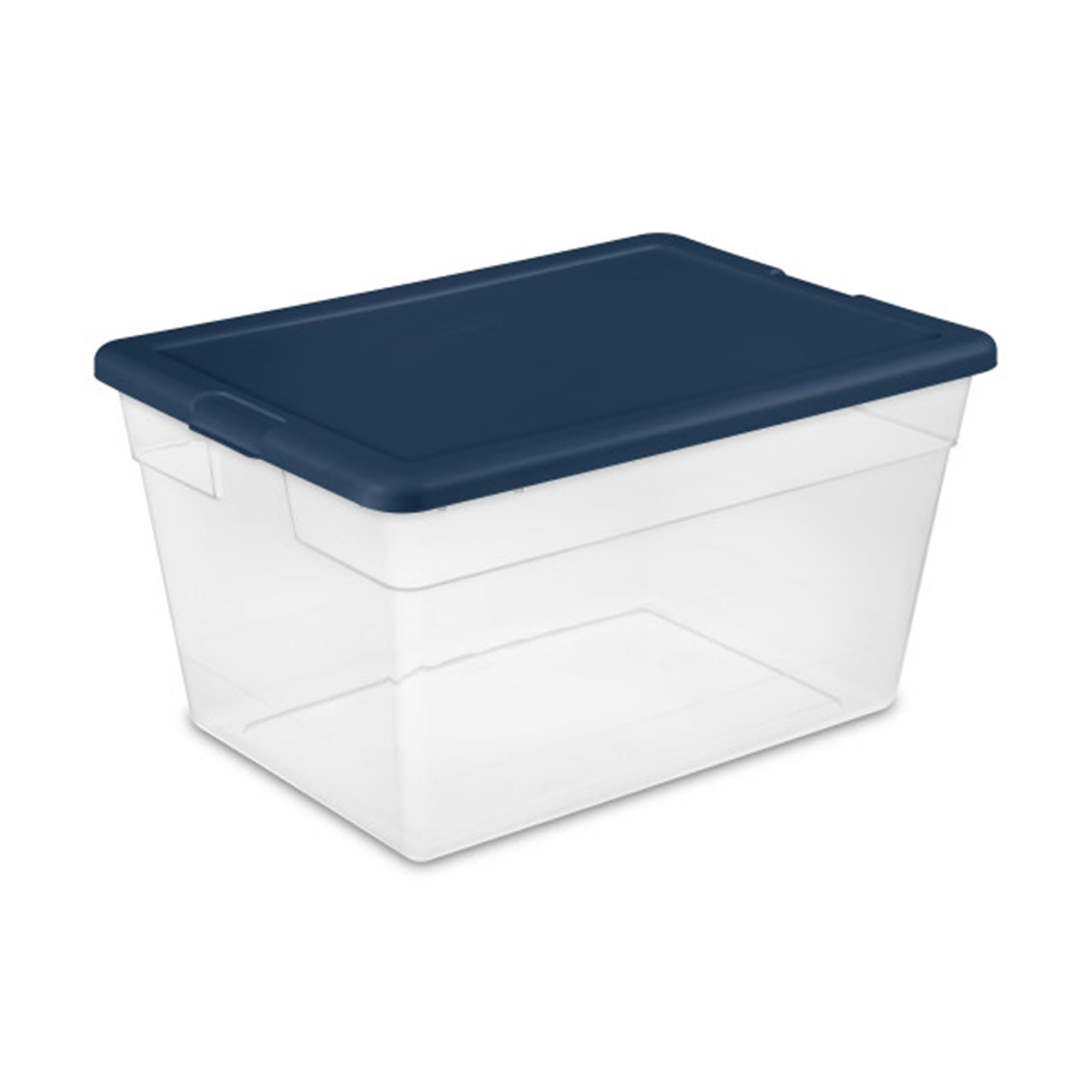 Sterilite 24-Pack Clear Plastic Storage Bins, Stackable Totes With Lids, Marine Blue