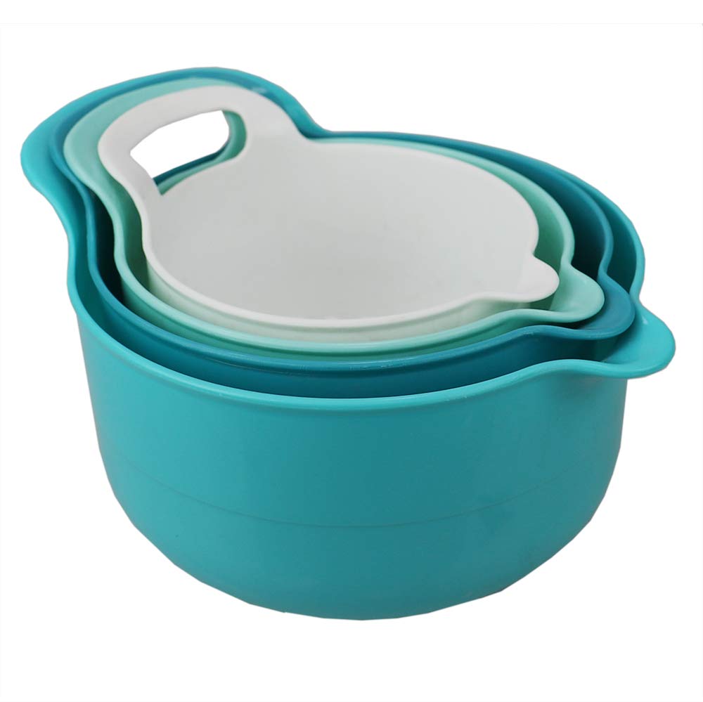 Home Basics Mb37025 Nesting Bowls, 10.75'' X 8.50'' X 6.00'', Blue/Teal/White