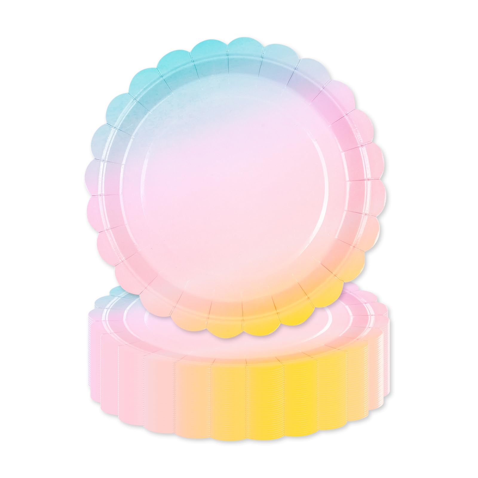 LDFDRT 7 inch Paper Plates 50 Pcs Rainbow Birthday Party Dessert Plates Dinner Tableware Party Supplies For Birthday Picnic Deco