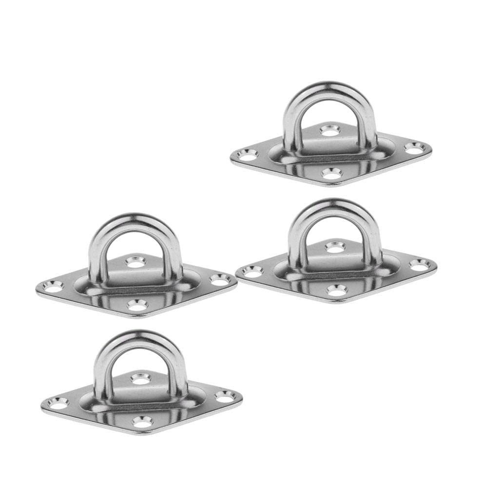 Merishopp 4Pcs 304 Stainless Steel Diamond Pad Eye Plate Durable For Wall Mount Hook