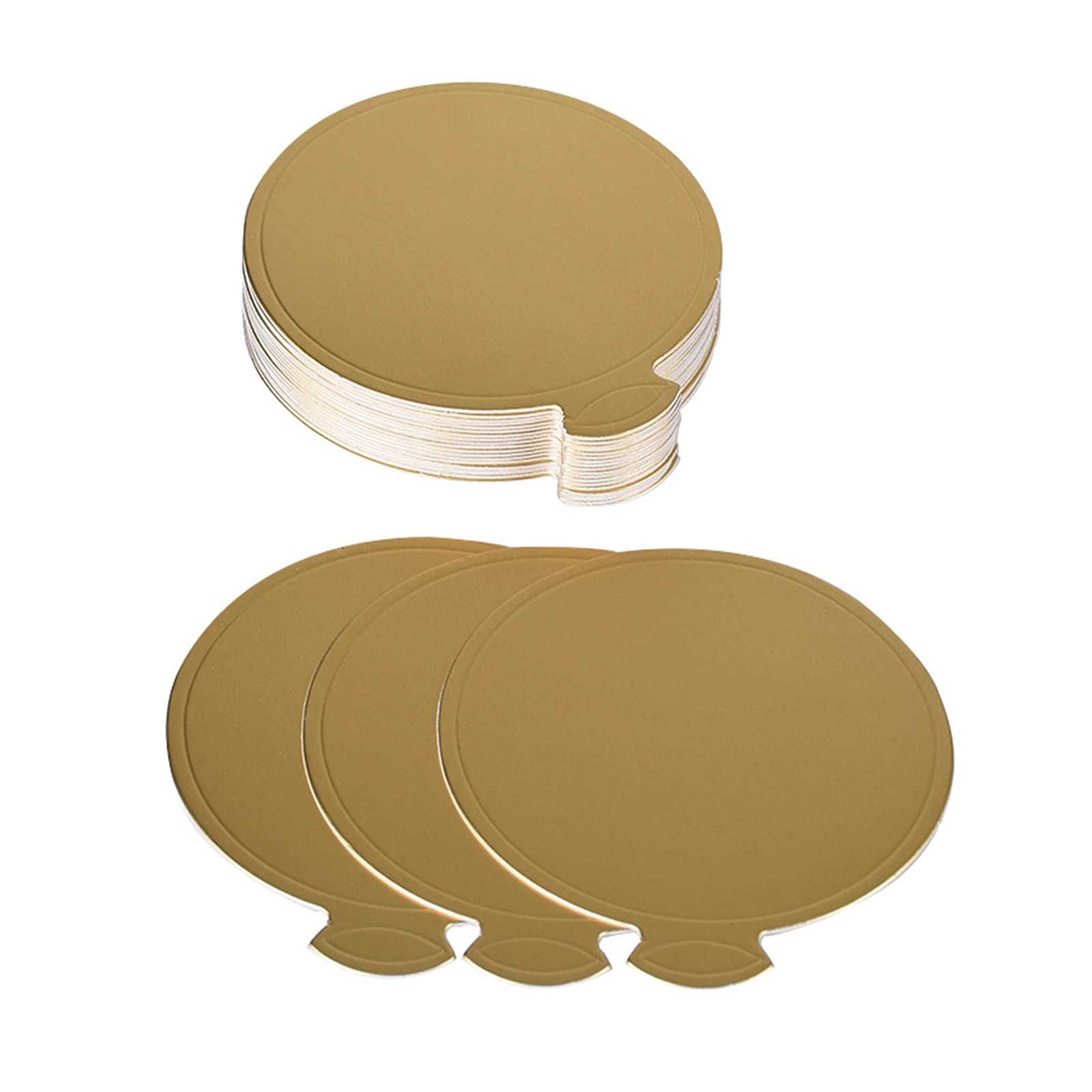 100 Pcs/Set Round Mousse Food Mat Cake Tray Golden Card Hard Paper Pastry Heart Thickened Bottom Tray Baking Accessories Kitchen