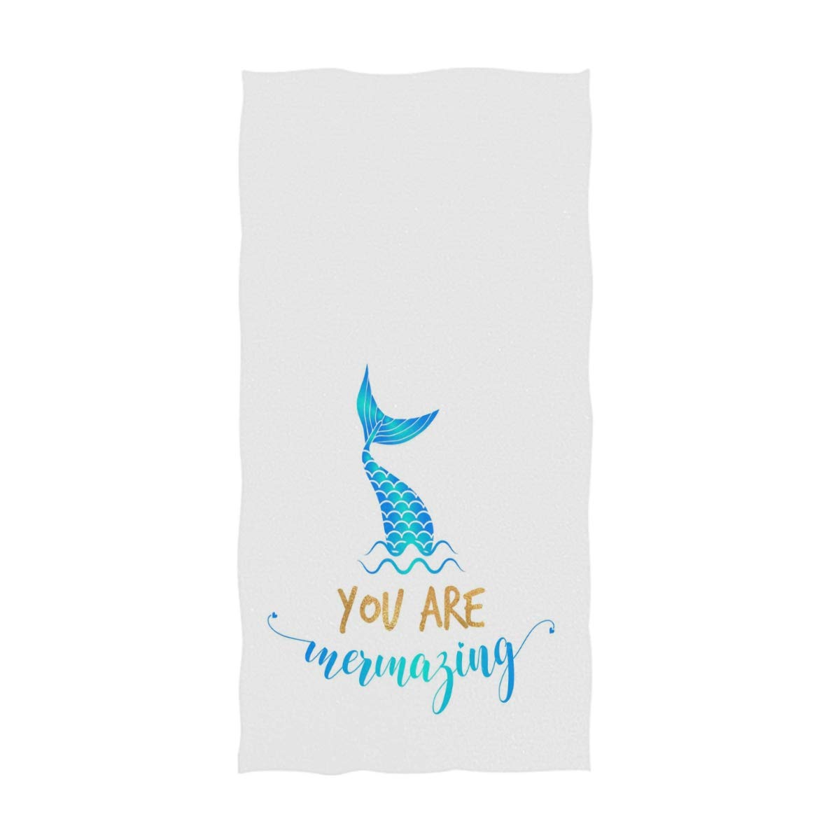 Naanle 3D Beautiful Mermaid Tail Print Soft Guest Hand Towels For Bathroom, Hotel, Gym And Spa (16 X 30 Inches,Blue White)