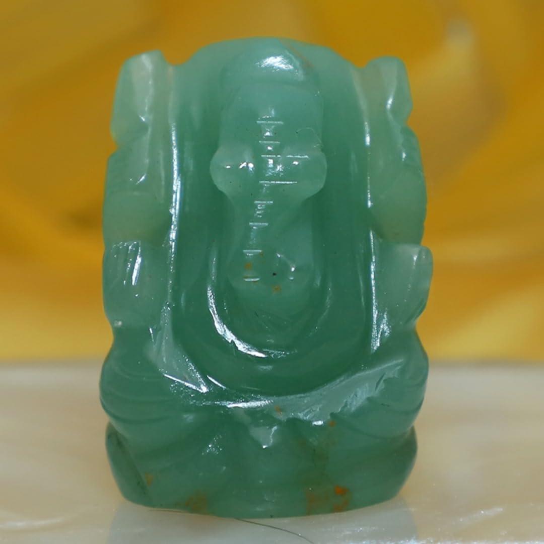 Crystal Divine Green Aventurine Crystal Pocket Ganesha Idol for Home Decor Items & Decorative Items Lord Ganesha Figurine Vastu 
