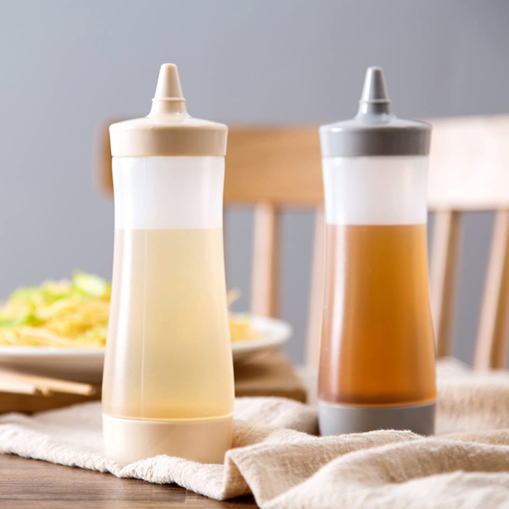 Upkoch 3Pcs Plastic Condiment Squeeze Bottles Dressing Squirt Bottles Ketchup Bottles With Cap Lids Dispensers For Mustard Sauce