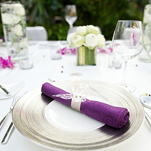 Baimeixun 100Pcs 3D Butterfly Paper Napkin Rings For Weddings Party Serviette Table Decoration (White)