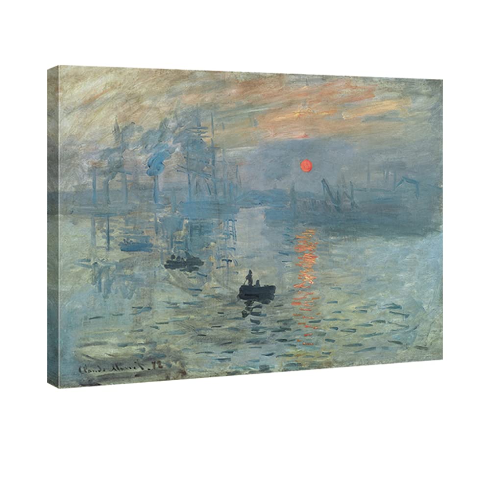 Wieco Art Impression Sunrise Modern Stretched And Framed Giclee Canvas Prints Of Claude Monet Famous Oil Paintings Reproduction