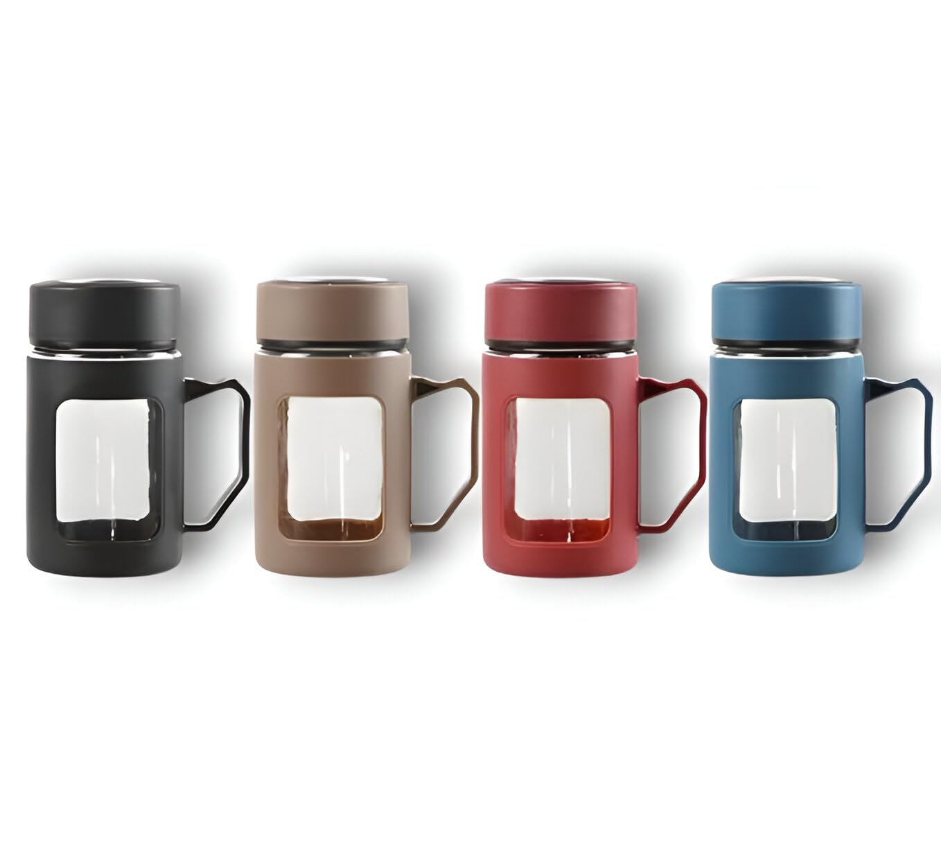 500ML Glass Travel & Storage Mug with Plastic Lid and Protective Sleeve  Reusable Cup for Coffee, Tea, Dry Snacks, Sugar, Offic
