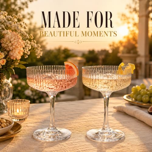Barcelona Acrylic Champagne Coupe Cocktail Glassware, Set of 2