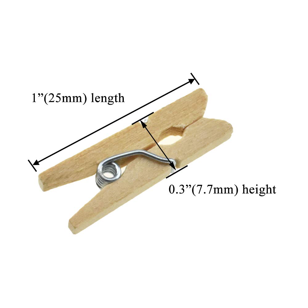 Hahiyo Wooden Clothes Pins Clothespins Mini Do Not Fall Apart 1 Inches Length 80 Pack Sturdy Strong Springs No Rust No Discolora