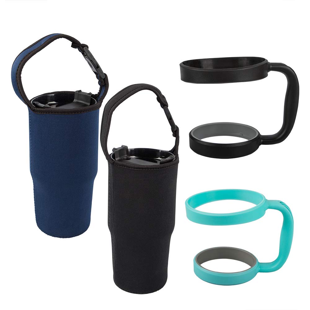 Findtop Set Of 4, Tumbler Carrier Pouch And Holder For All 30Oz Travel Insulated Coffee Mug, 2 Pack Black & Navy Tumbler Carrier