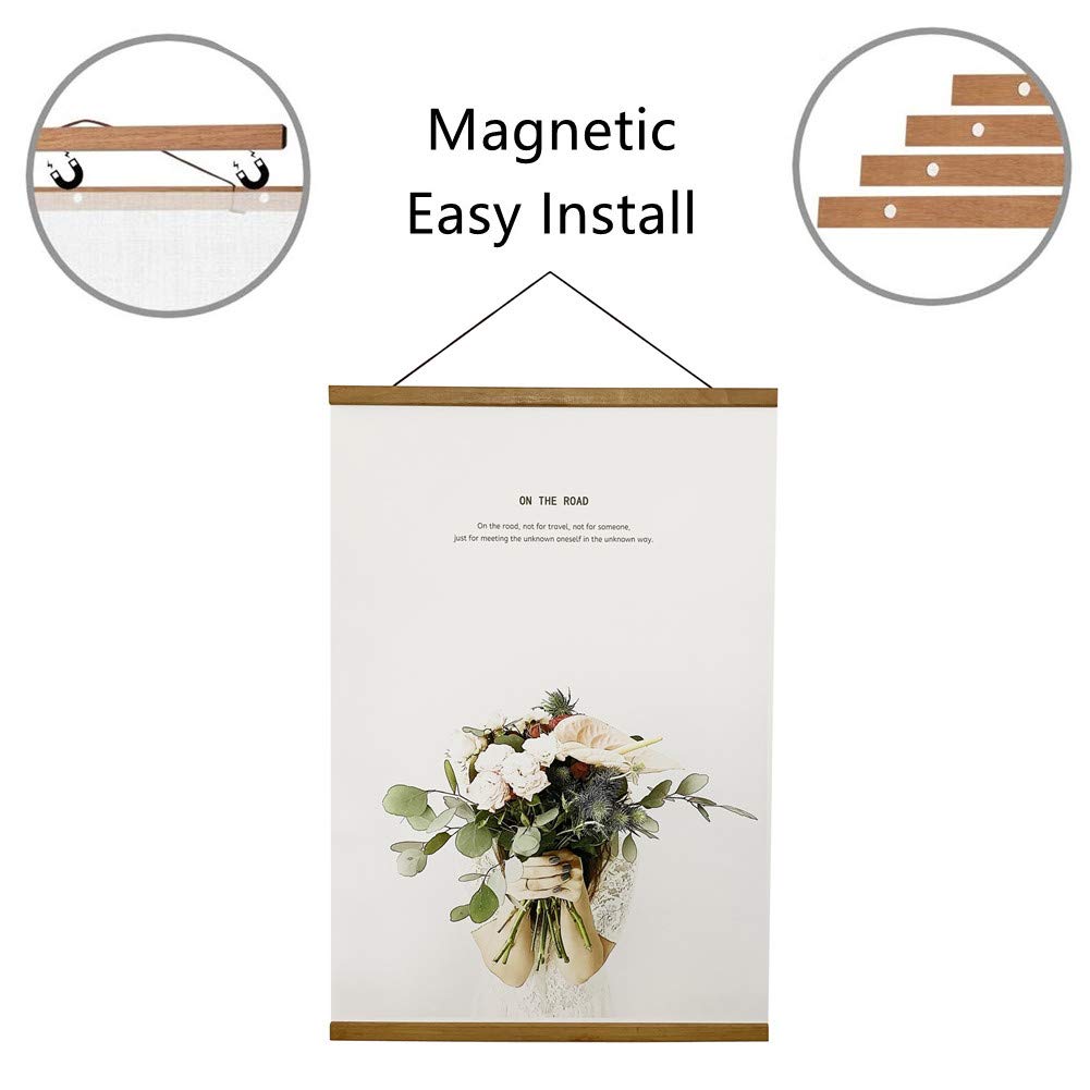 Miaowater 2 Pack Poster Frame 10x14 10x20 10x13 Magnetic Light Wood Wooden Frames Hanger for Photo Picture Art Canvas Print Artwork Wall Hanging Teak Wood 10''