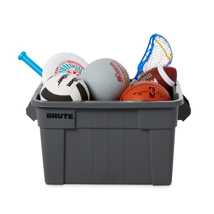 Rubbermaid Commercial Products Brute Tote Storage Container With Lid, 20-Gallon, Gray, Pack Of 1