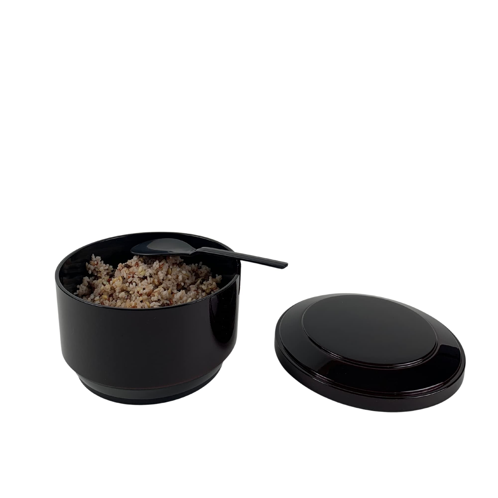 Japanbargain 4777, Rice Serving Bowl With Lid And Rice Paddle Spoon Japanese Ohitsu Container Made In Japan, Burgundy Color, Ser