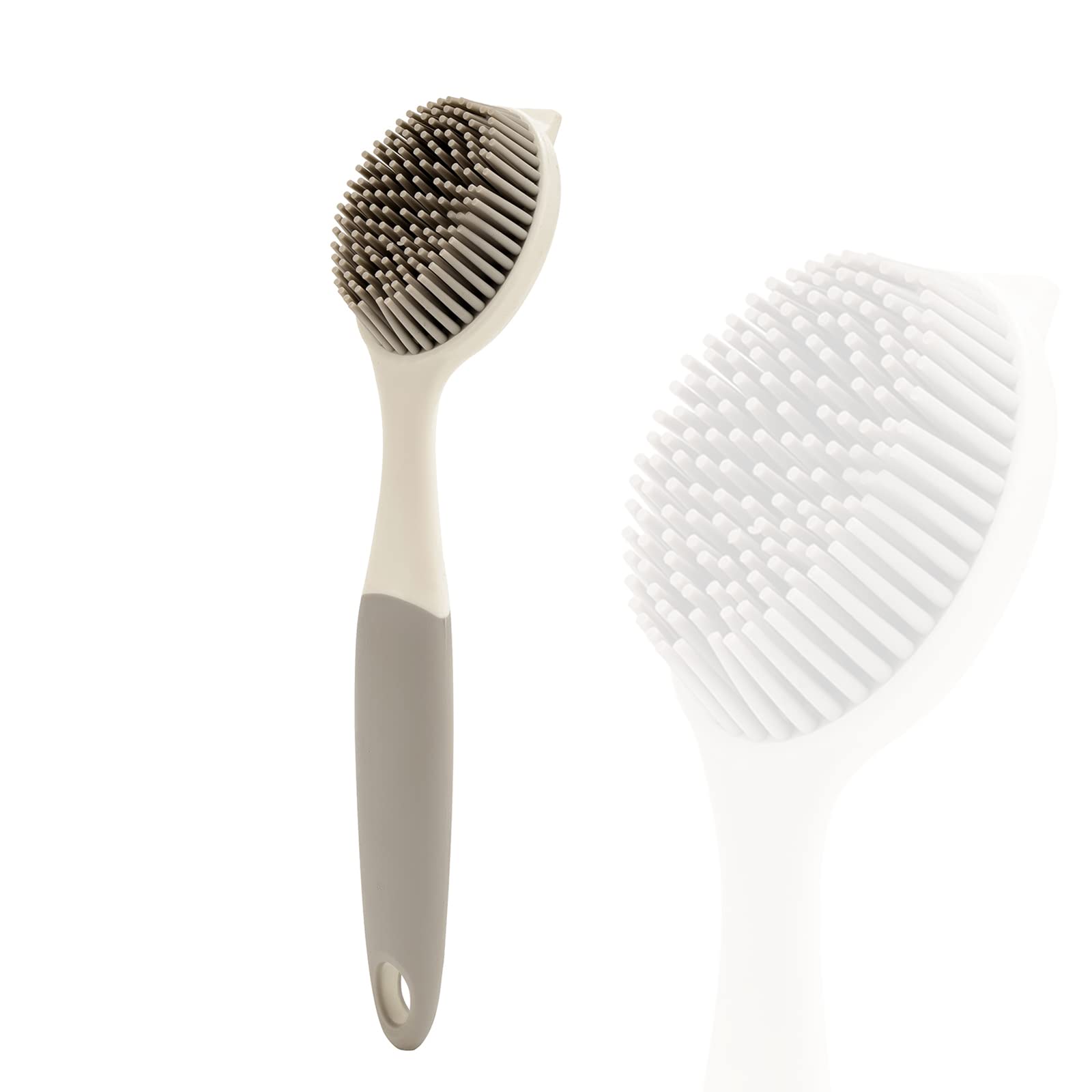 Dish Scrubber, Silicone Soft Bristles Scrub Brush with Scraper Tip, Comfortable Grip Brushes for Kitchen Sink, Pans, Pots, Skill