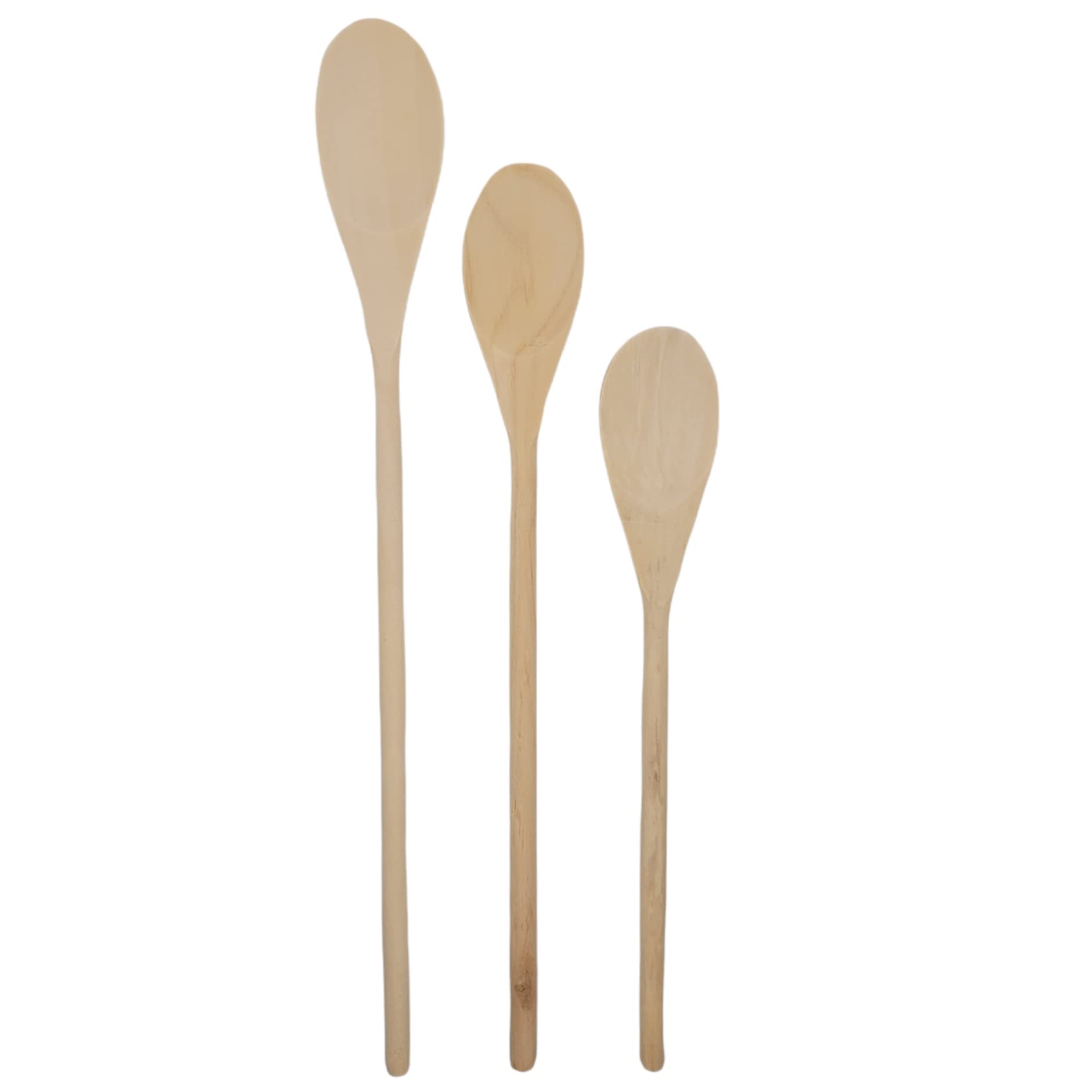 Handy Housewares 3 Piece Long Handle Wooden Mixing Spoon Set - 10'', 12'' And 14'' Long (3 Sets)